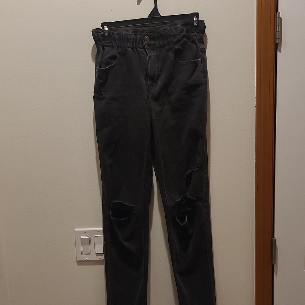 Arizona Jean Company Black High Rise Women Jeans Paper Bag Top